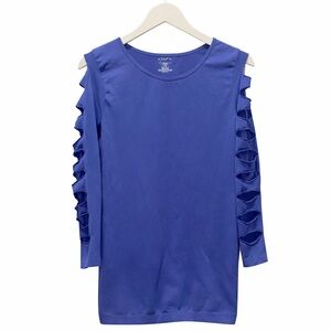 OOF! 💙 90s Blue Bodycon Cut-Out Sleeve Spandex Dress S/M Stretchy & Sexy